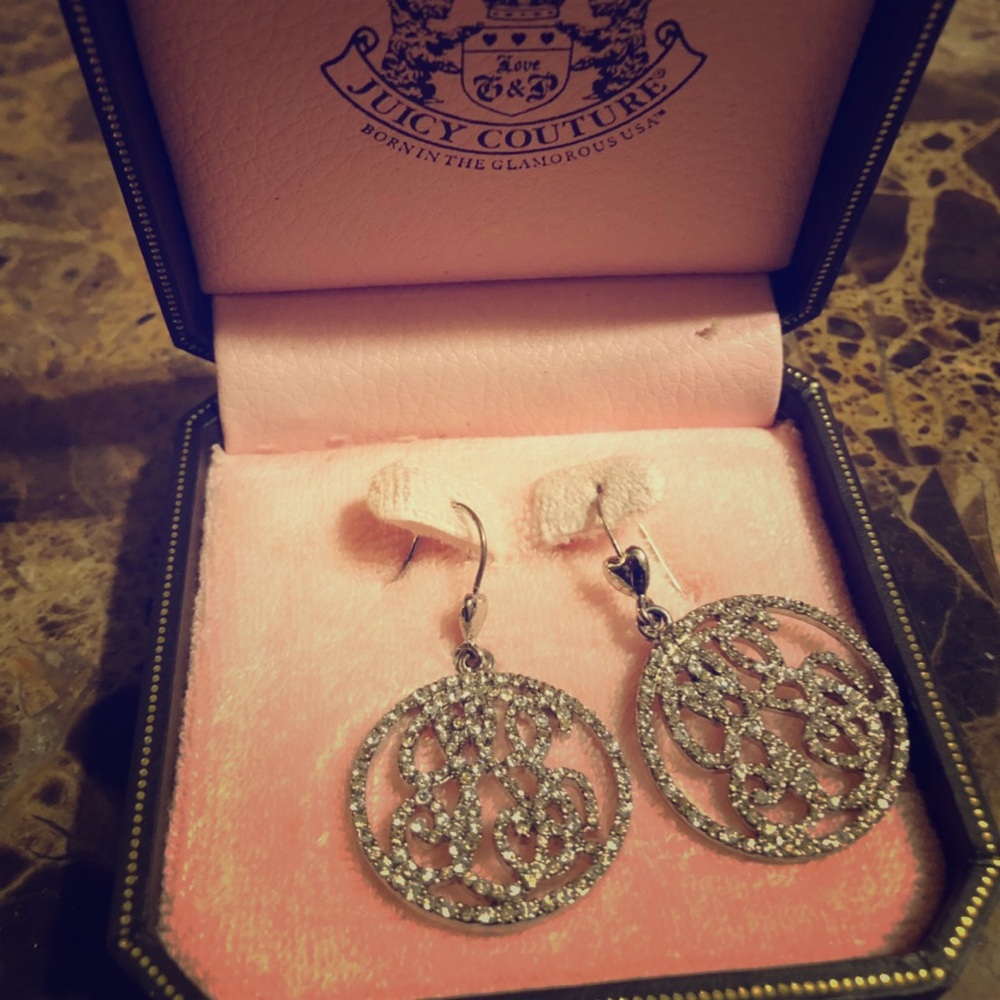 Juicy Couture Silver Jeweled Circle Earrings